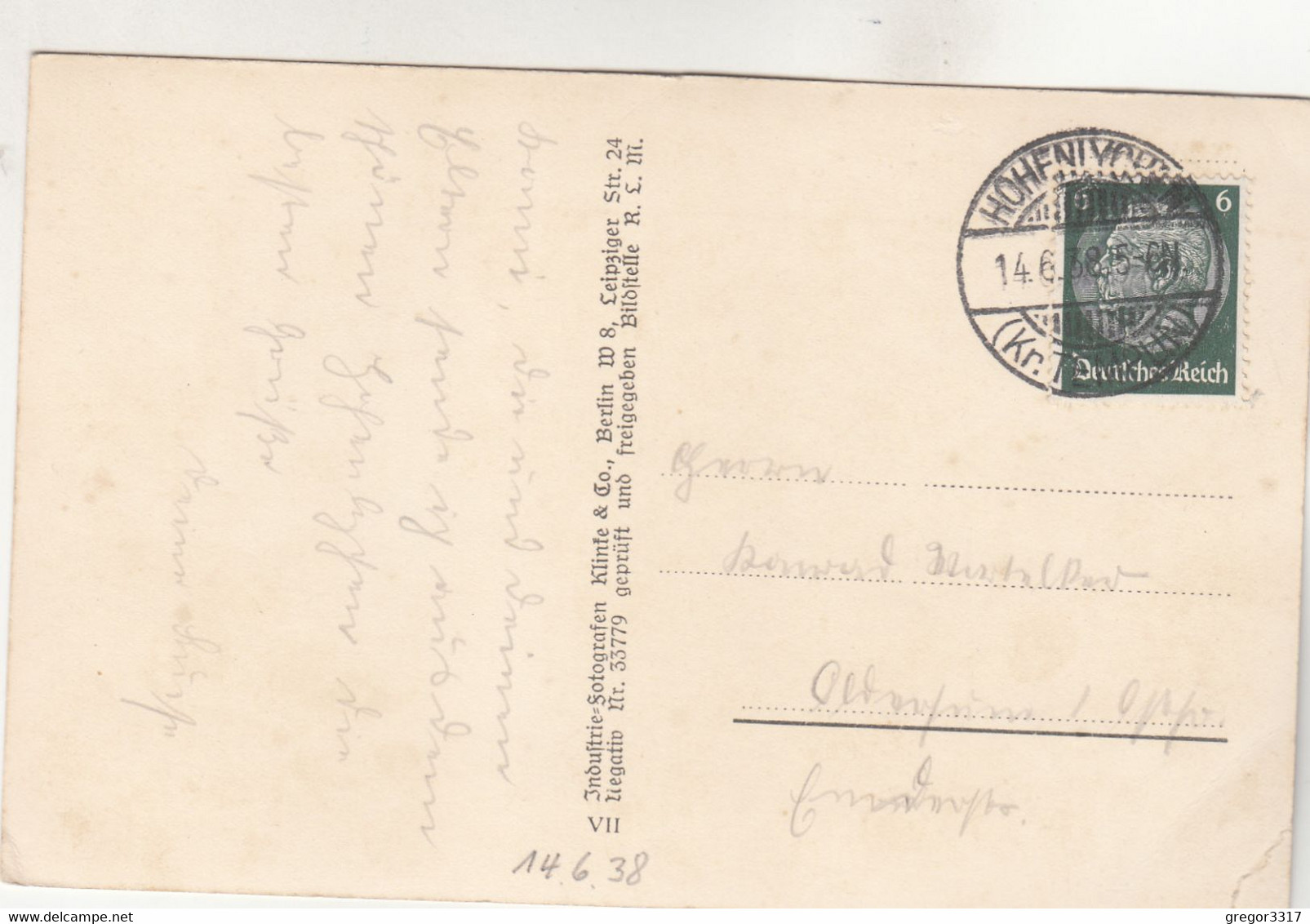 B1246) LYCHEN - HOHENLYCHEN - Alte LUFTBILD AK 14.6.1938 - Lychen