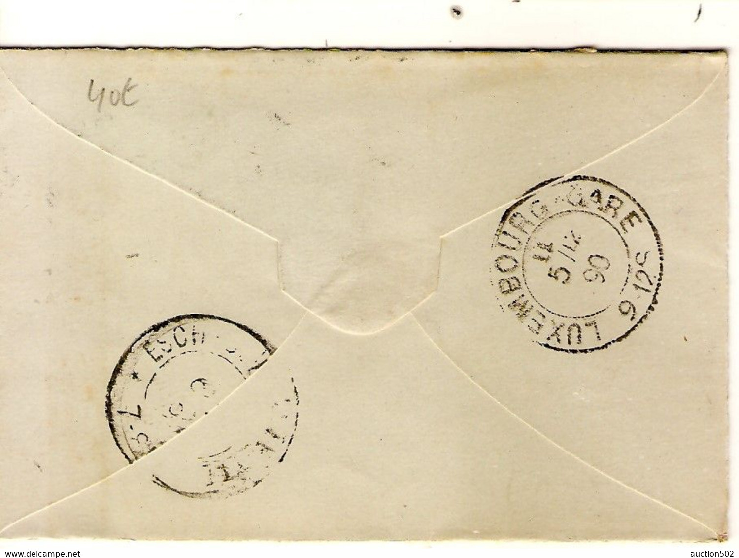 1802PR/ Entier Enveloppe-Lettre N°1 + TP 46 Tarif Préférentiel Obl. Bruxelles 1890 > Gd Duché Esch Via Luxembourg Ville - Briefumschläge