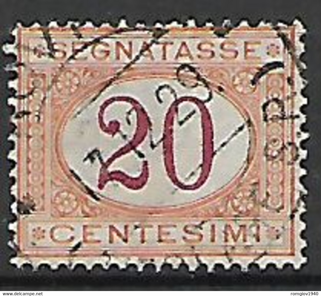 REGNO D'ITALIA 1890-94 SEGNATASSE RE UMBERTO I SEGNATASSE DEL 1870 CAMBIO COLORE SASS. 20 USATO VF - Portomarken