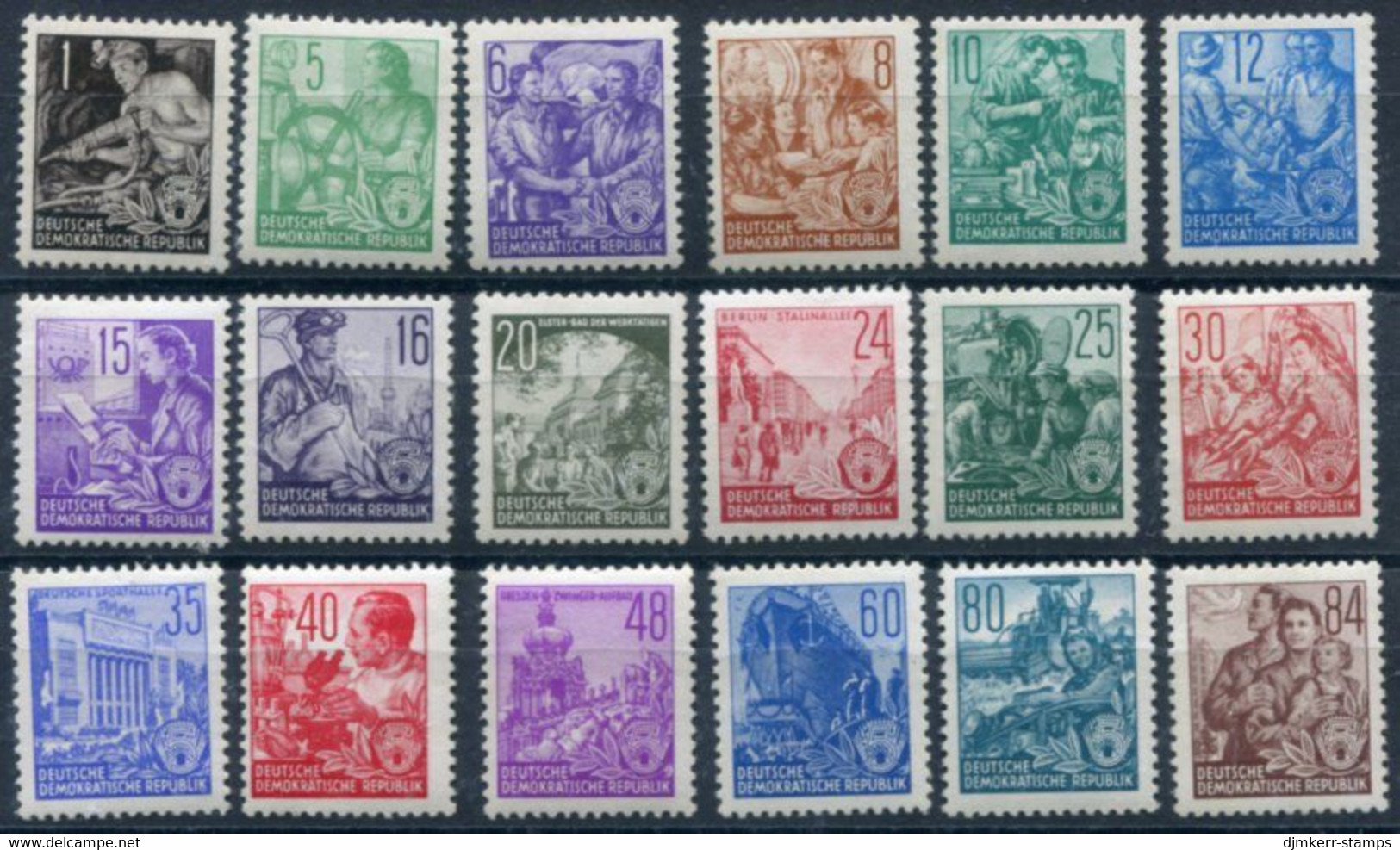 DDR 1953 5-Year Plan Definitive First Issue MNH / **.  Michel 362-79 - Unused Stamps
