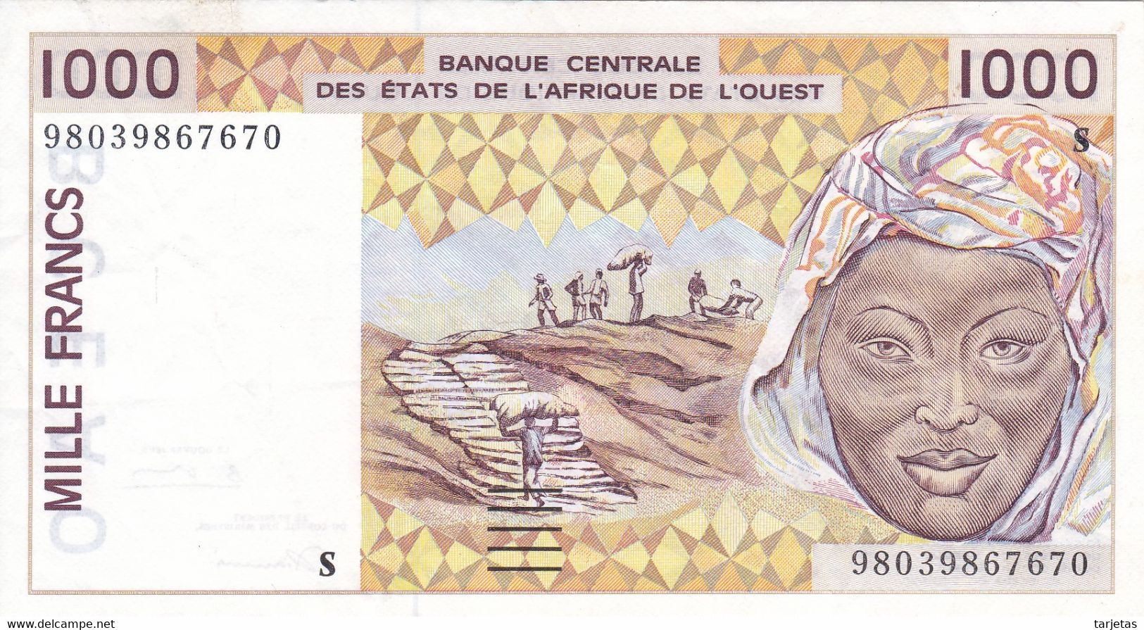 BILLETE DE GUINEA BISSAU DE 1000 FRANCS DEL AÑO 1998 (BANKNOTE) - Guinea–Bissau