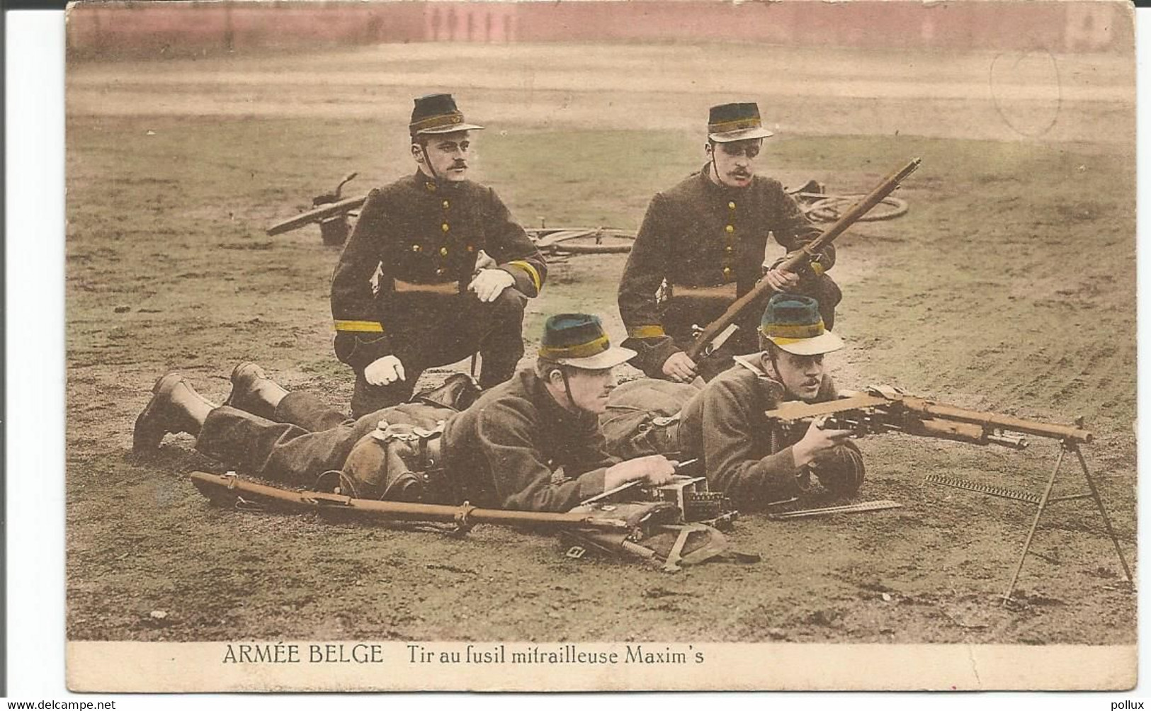 Cpa Guerre 1914/18 Uniforme Armée Belge Tir Au Fusil Mitrailleuse MAXIM'S - Divise