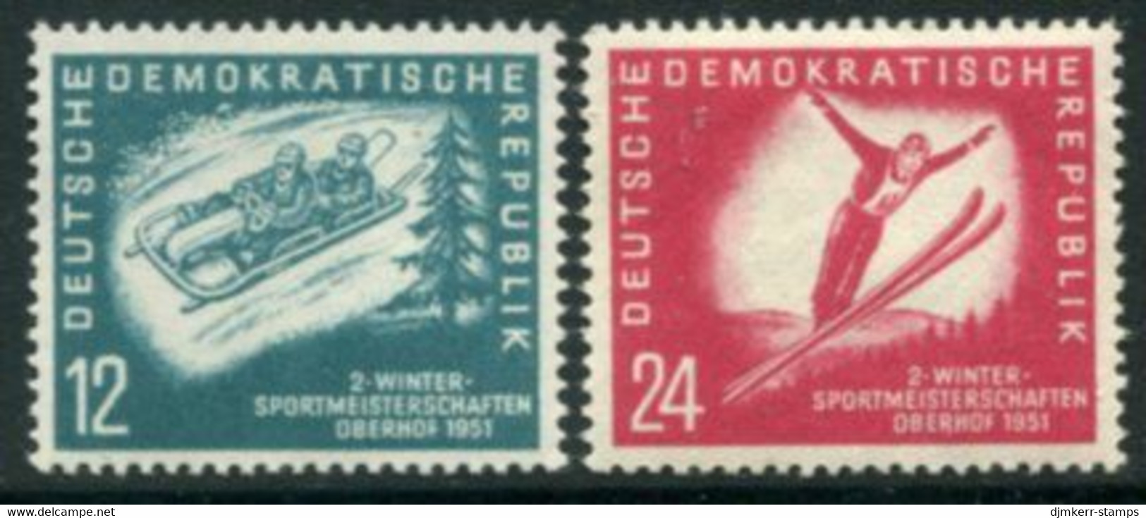 DDR / E. GERMANY 1951 Winter Sports MNH / **.  Michel  280-81 - Ungebraucht