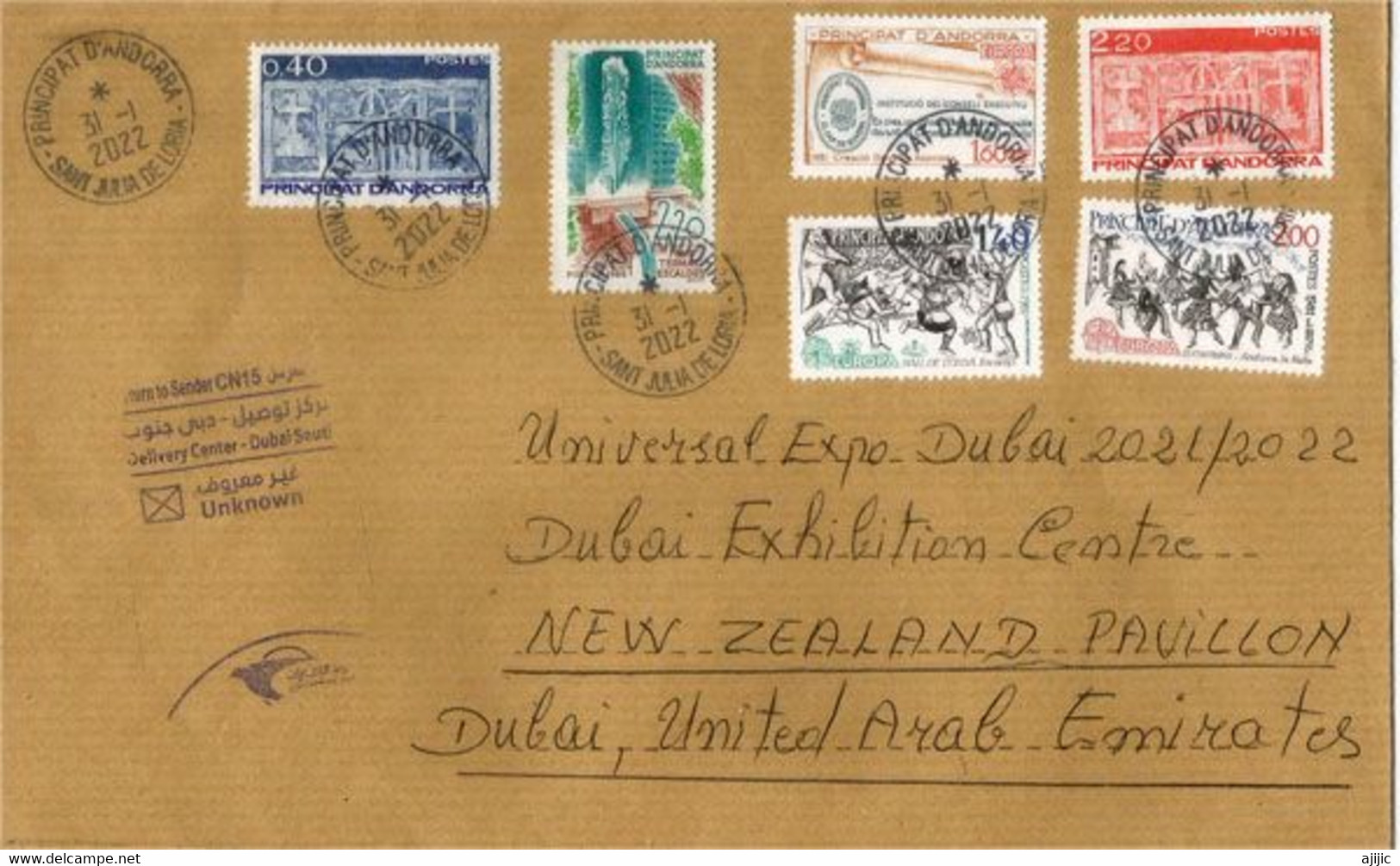 NEW-ZEALAND PAVILION. DUBAI UNIVERSAL EXPO 2020, Letter , Return To Sender, Andorra (Principality) - Covers & Documents