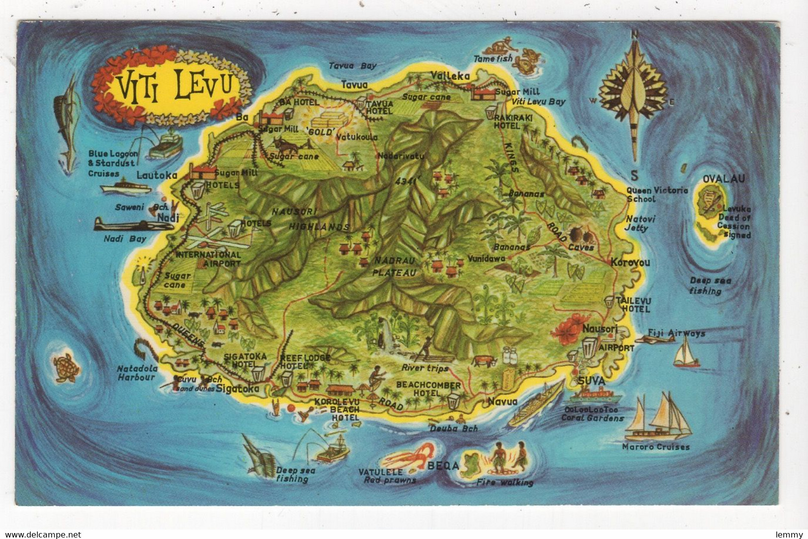 0CÉANIE - FIJI - FIDJI - MAP OF VITI LEVU  - THE LARGEST ISLAND IN FIJI GROUP - Fidji