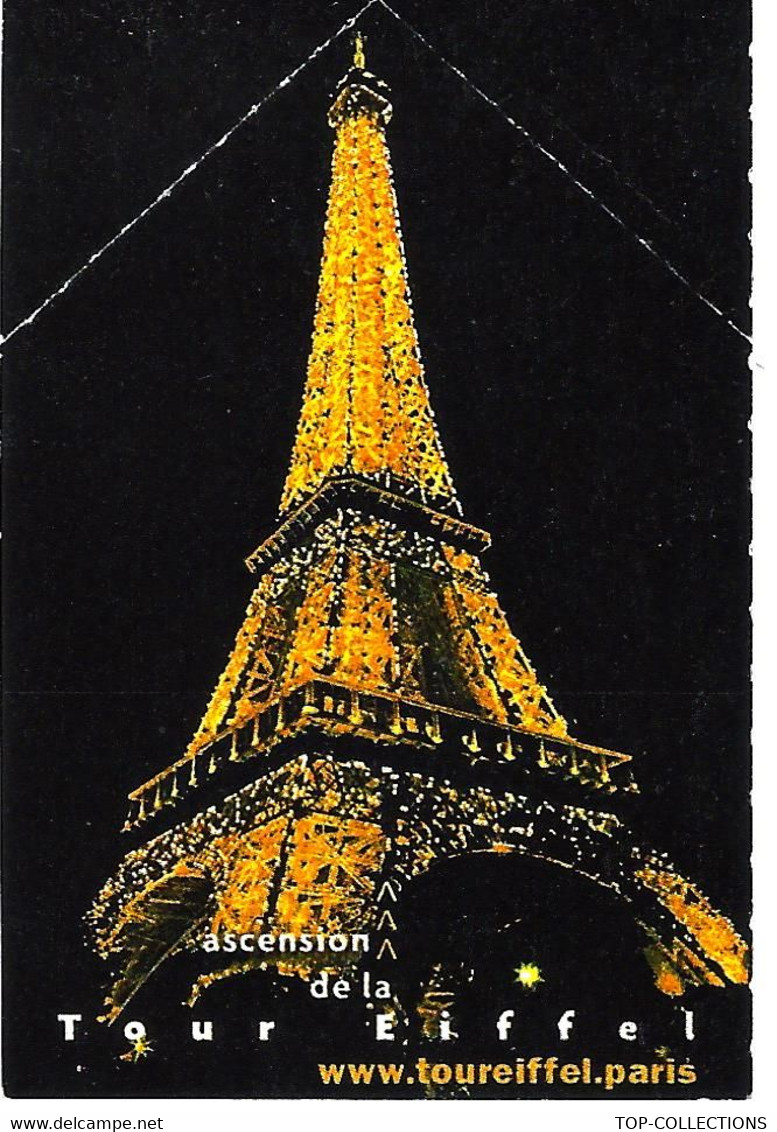 2017 PARIS SOMMET DE LA TOUR EIFFEL TICKET AVEC COINS NON DETACHES VOIR SCANS - Tickets - Entradas