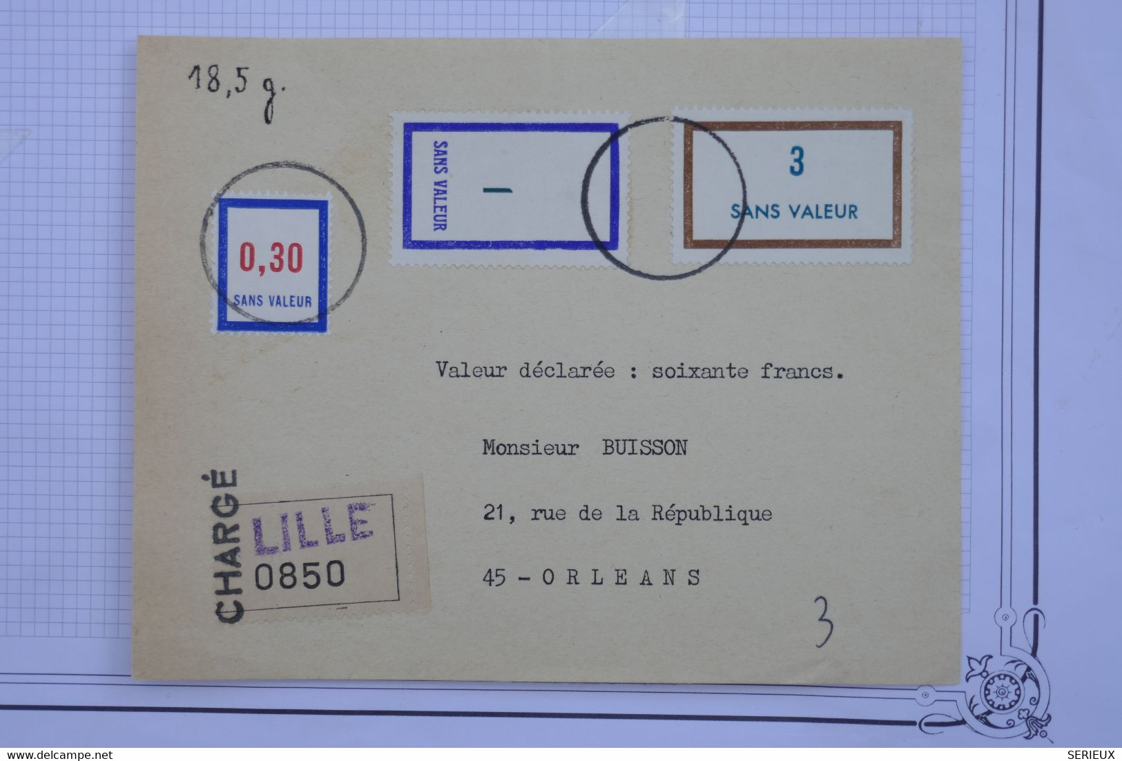 AF8 FRANCE BELLE CARTE  RECOM.CHARGE  1968 COUR D INSTRUCTION LILLE  POUR ORLEANS +A VOIR ++AFFRANCH. PLAISANT - Lehrkurse