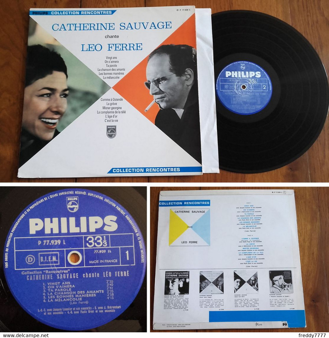RARE French LP 33t RPM BIEM (12") CATHERINE SAUVAGE Chante LEO FERRE (1966) - Ediciones De Colección