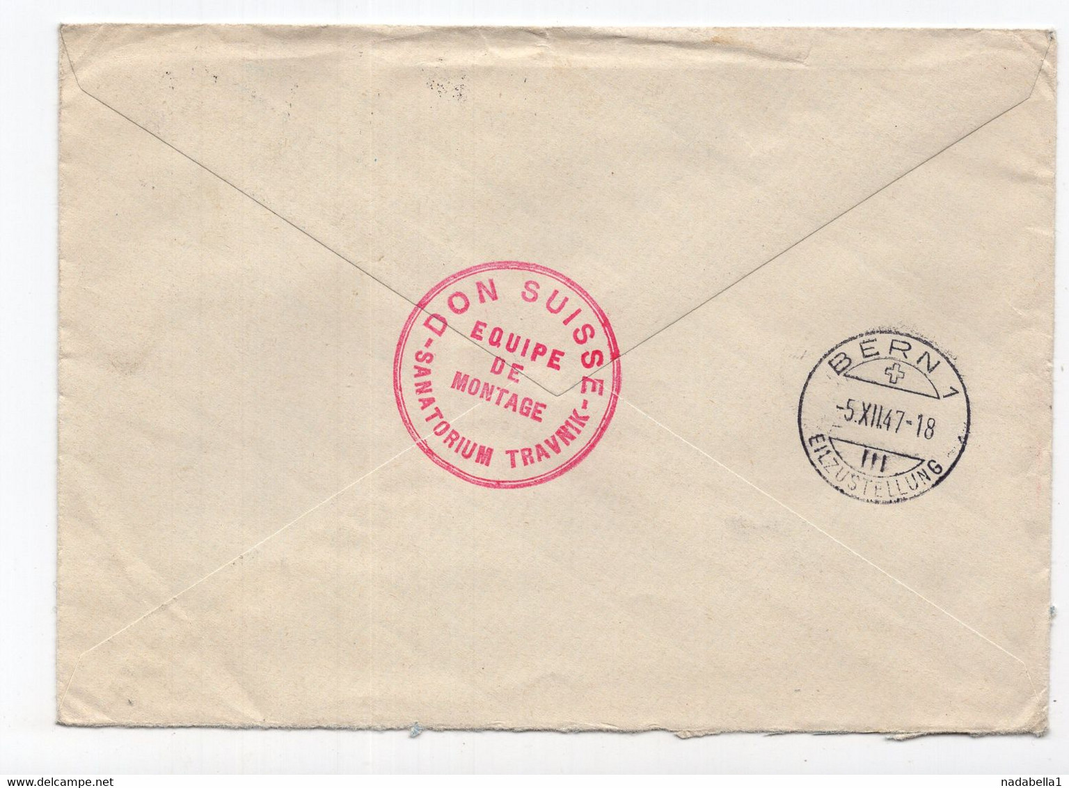 1947. YUGOSLAVIA,BOSNIA,BIH,TRAVNIK TO SWITZERLAND,AIRMAIL,RECORDED,EXPRESS COVER - Poste Aérienne