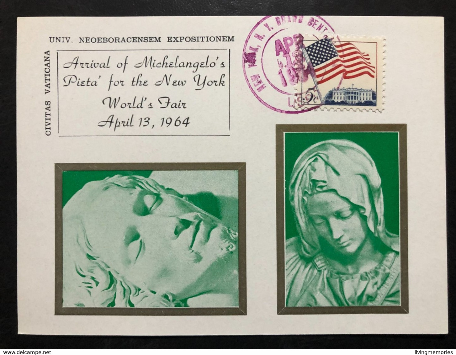105, UNITED STATES, Stamped Paper Card, « Sculpture », « PIETÀ »,1964 - Feuilles Complètes