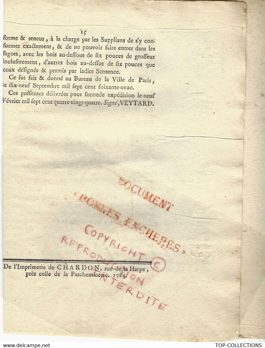 1750 NAVIGATION COMMERCE MARINE BOIS FLOTTES PARIS APPROVISIONNEMENT - Historical Documents