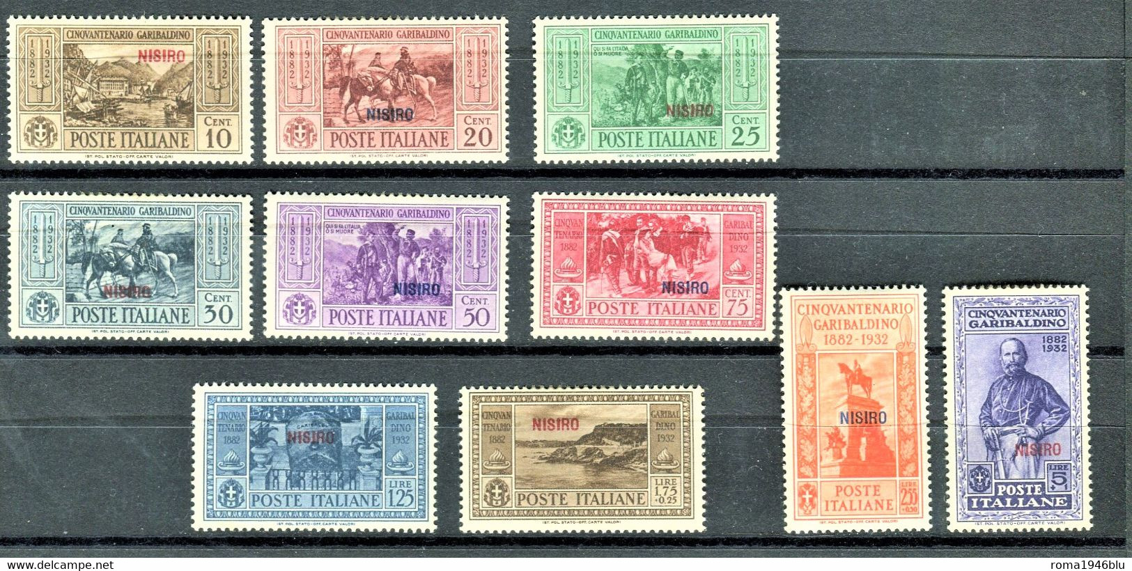 EGEO 1932 NISIRO GARIBALDI SERIE CPL. 10 V. * GOMMA ORIGINALE - Egée (Nisiro)