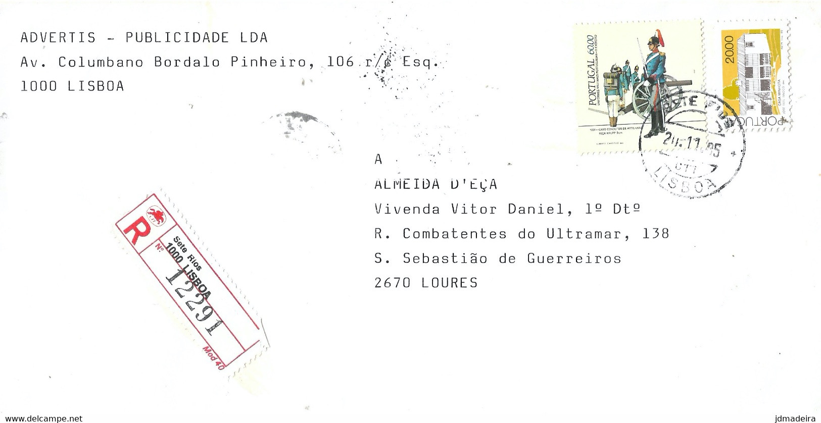 Portugal Registered Cover SETE RIOS Cancel - Covers & Documents