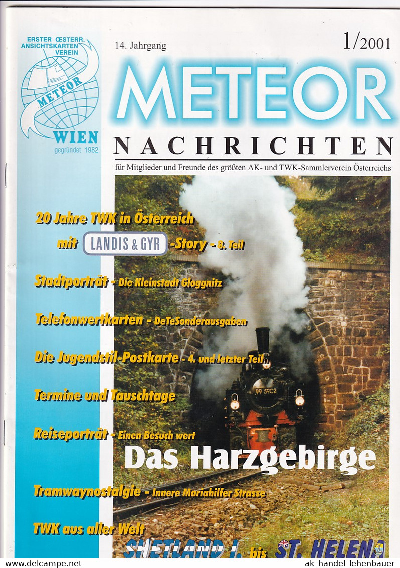 Meteor Nachrichten Wien AK Sammlerverin Jg. 14 Ausg. 1/2001 Harz Harzgebirge - Loisirs & Collections