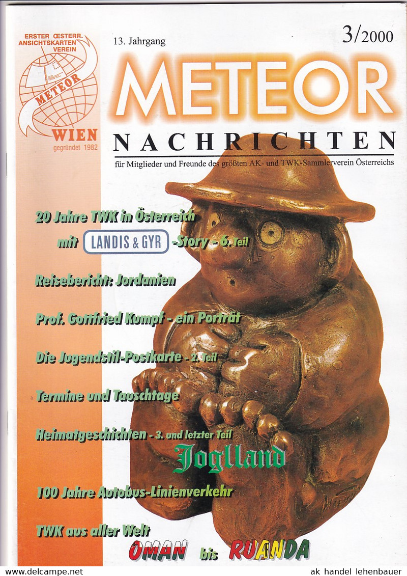 Meteor Nachrichten Wien AK Sammlerverein Jg. 13 Ausg. 3/2000 Oman Ruanda - Hobbies & Collections
