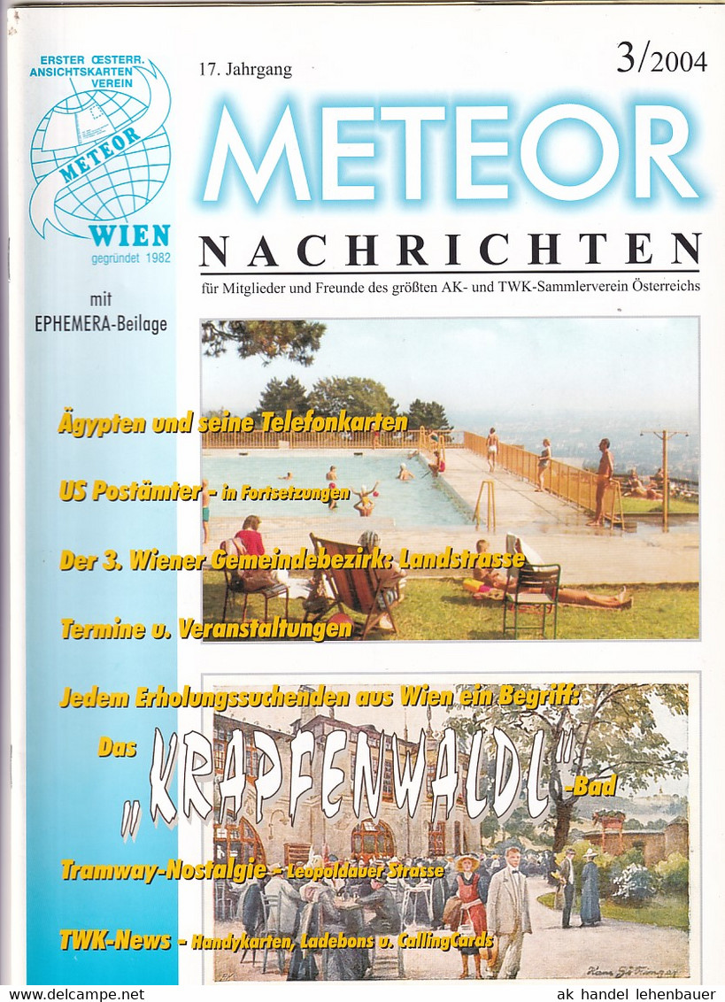 Meteor Nachrichten Wien AK Sammlerverein Jg. 17 Ausg. 3/2004 Krapfenwald Wien - Ocio & Colecciones