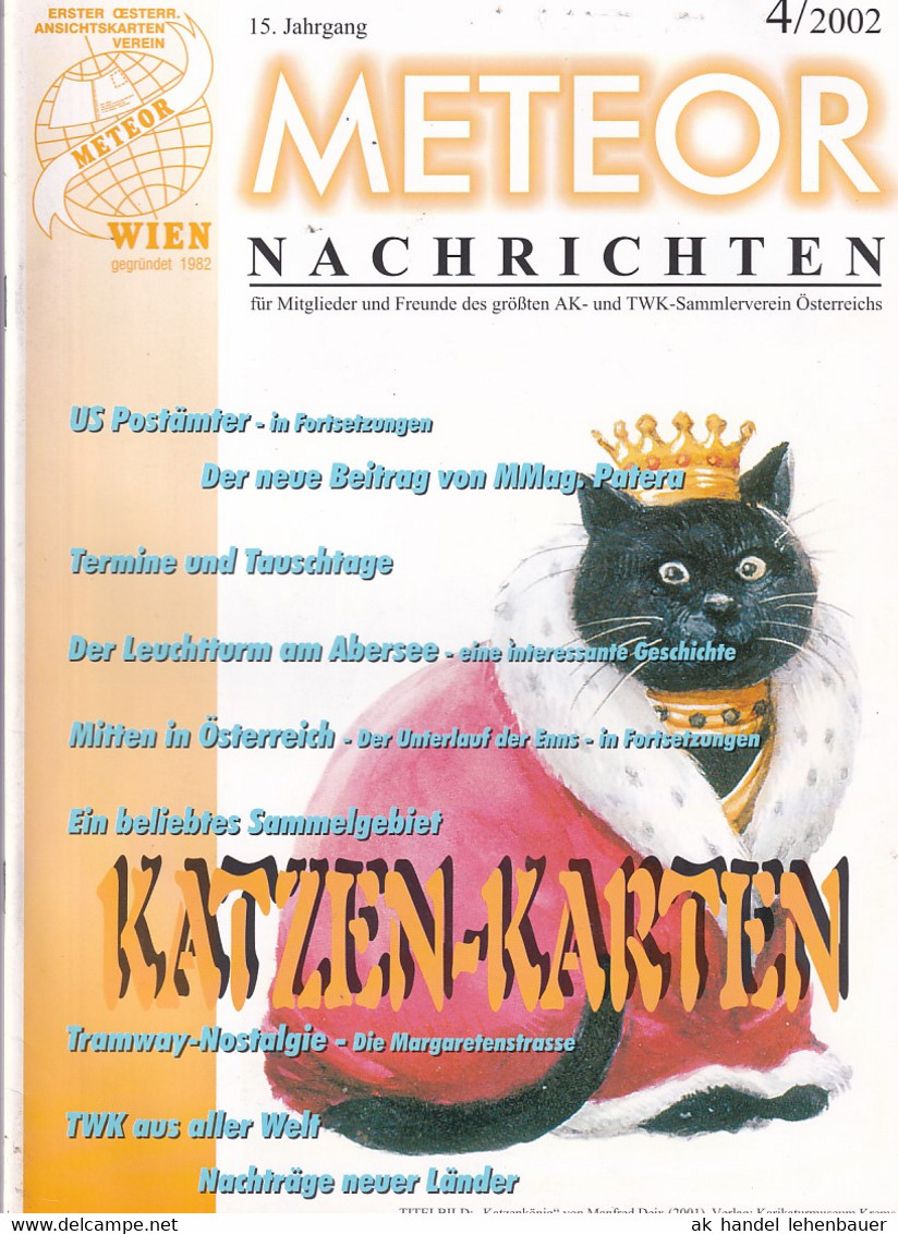 Meteor Nachrichten Wien AK Sammlerverein Jg. 15 Ausg. 4/2002 Katzen Karten - Hobby & Sammeln