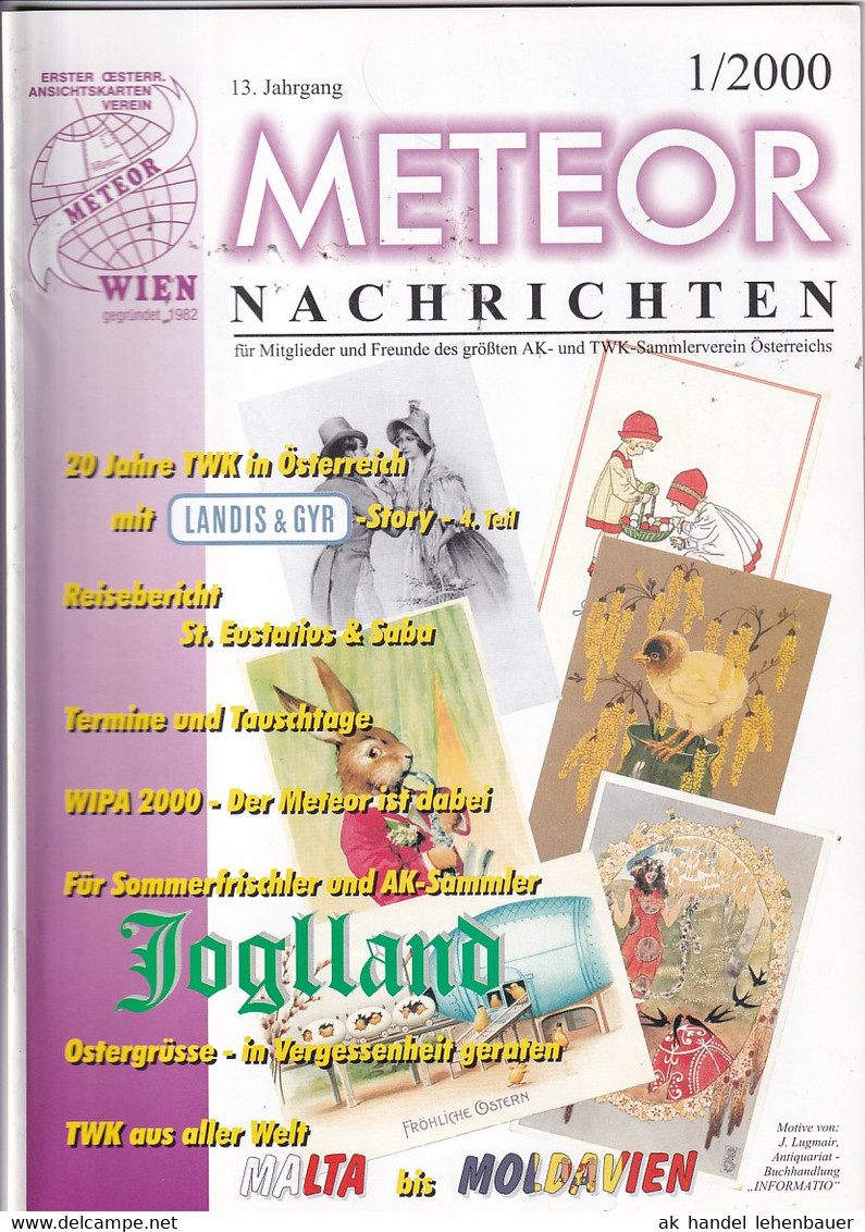 Meteor Nachrichten Wien AK Sammlerverein Jg. 13 Ausg. 1/2000 Joglland - Tempo Libero & Collezioni