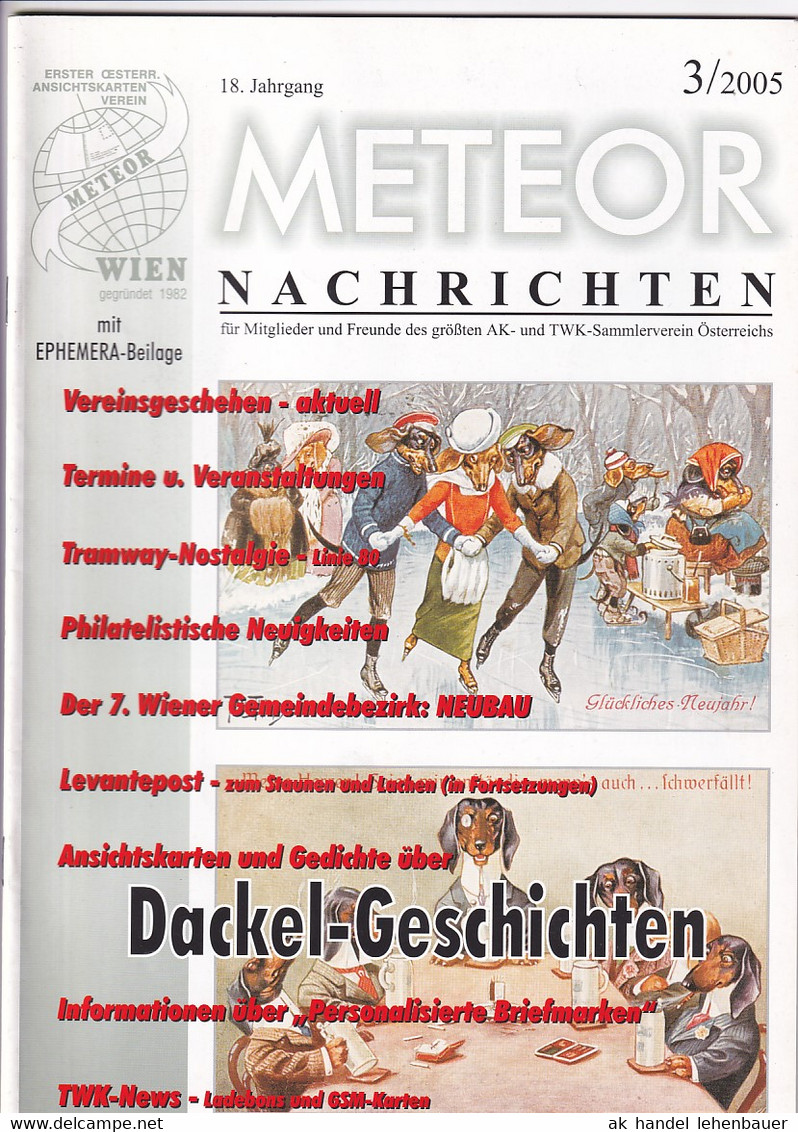 Meteor Nachrichten Wien AK Sammlerverein Jg. 18 Ausg. 3/2005 Dackel - Hobby & Verzamelen