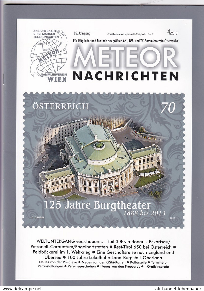 Meteor Nachrichten Wien AK Sammlerverein Jg. 26 Ausg. 4/2013 - Tempo Libero & Collezioni