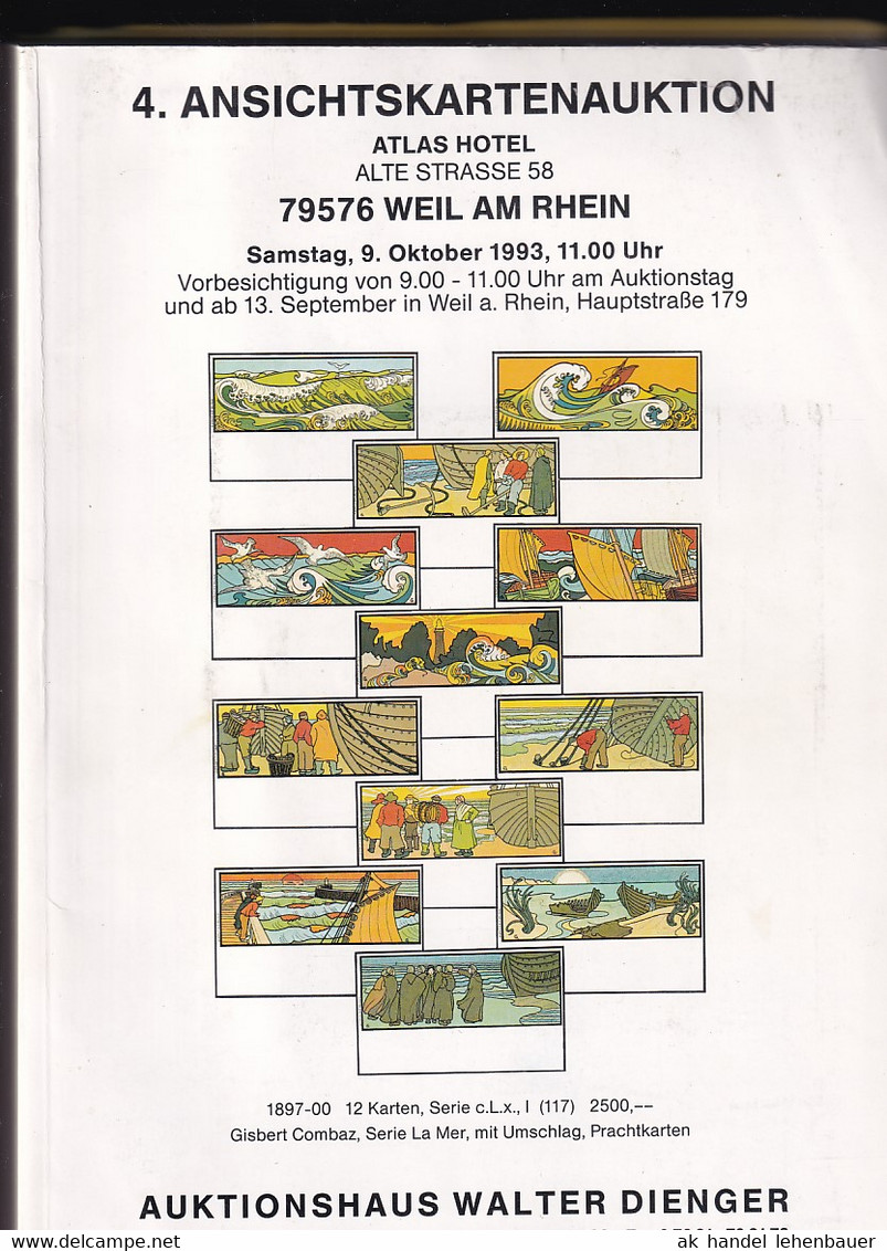 4. Ansichtskartenauktion Walter Dienger 9. Okt. 1993 Auktionskatalog Ansichtskarten Auktion - Catalogi