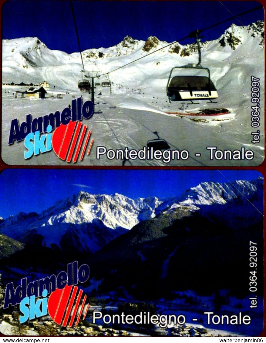 G 1746 248 C&C 3860 2 SCHEDE TELEFONICHE NUOVE MAGNETIZZATE ADAMELLO TONALE PONTEDILEGNO - Erreurs & Variétés