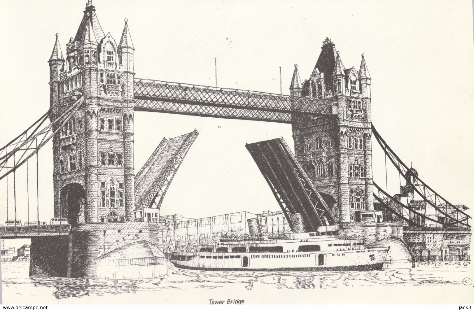 ANTICO DISEGNO - TOWER BRIDGE - REGNO UNITO  - LONDRA - TAMIGI - Andere Pläne