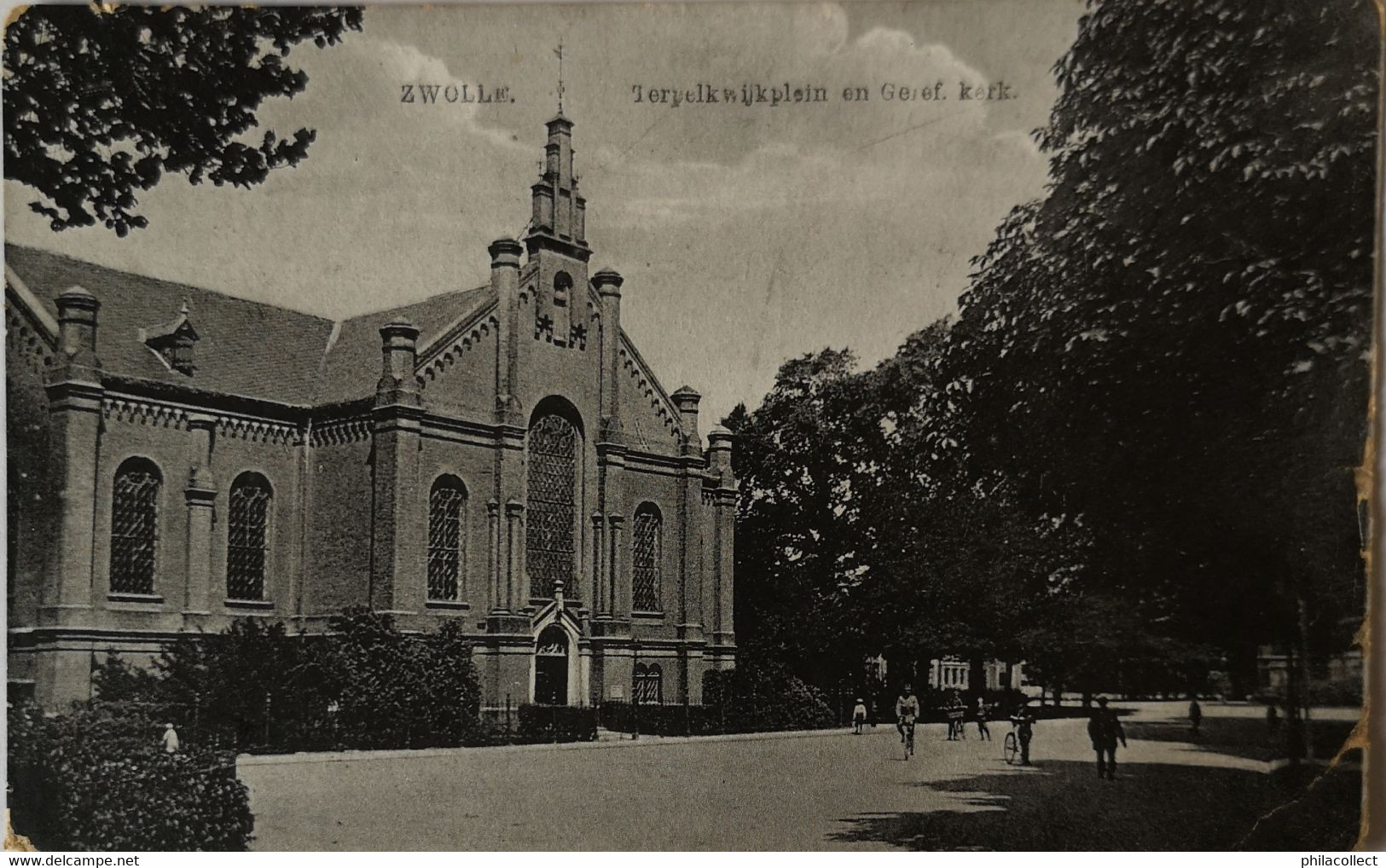 Zwolle (Ov.) ) Terpelkwijkplein En Geref. Kerk 19?? Ronde Hoeken En Hk Vouw - Zwolle