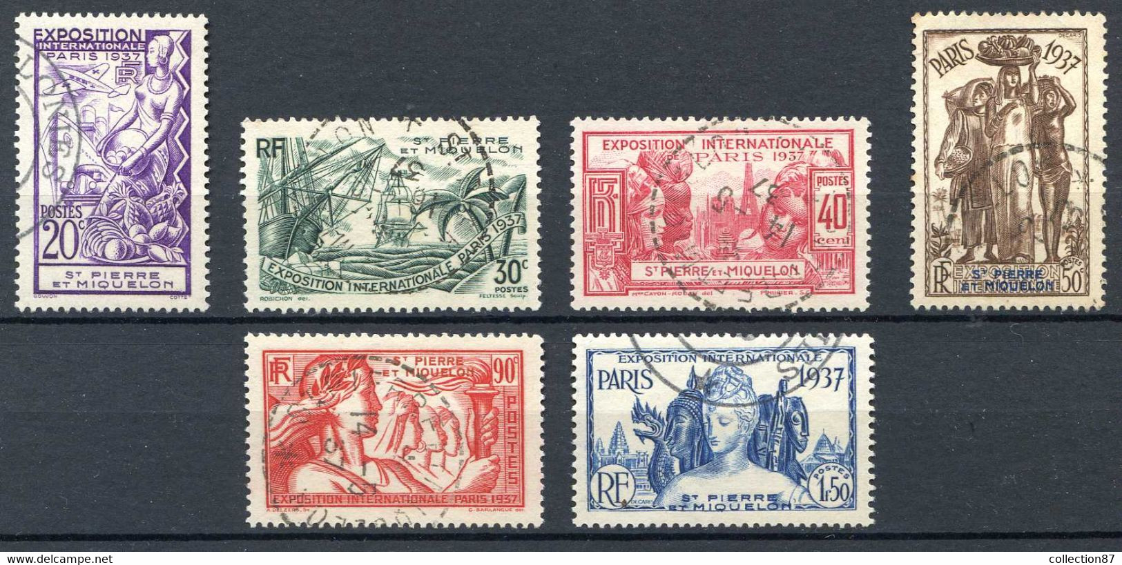 SAINT PIERRE Et MIQUELON < N° 160 à 165 Ø Oblitéré Used Ø Cote 21.00 € < EXPOSITION PARIS 1937 - Used Stamps