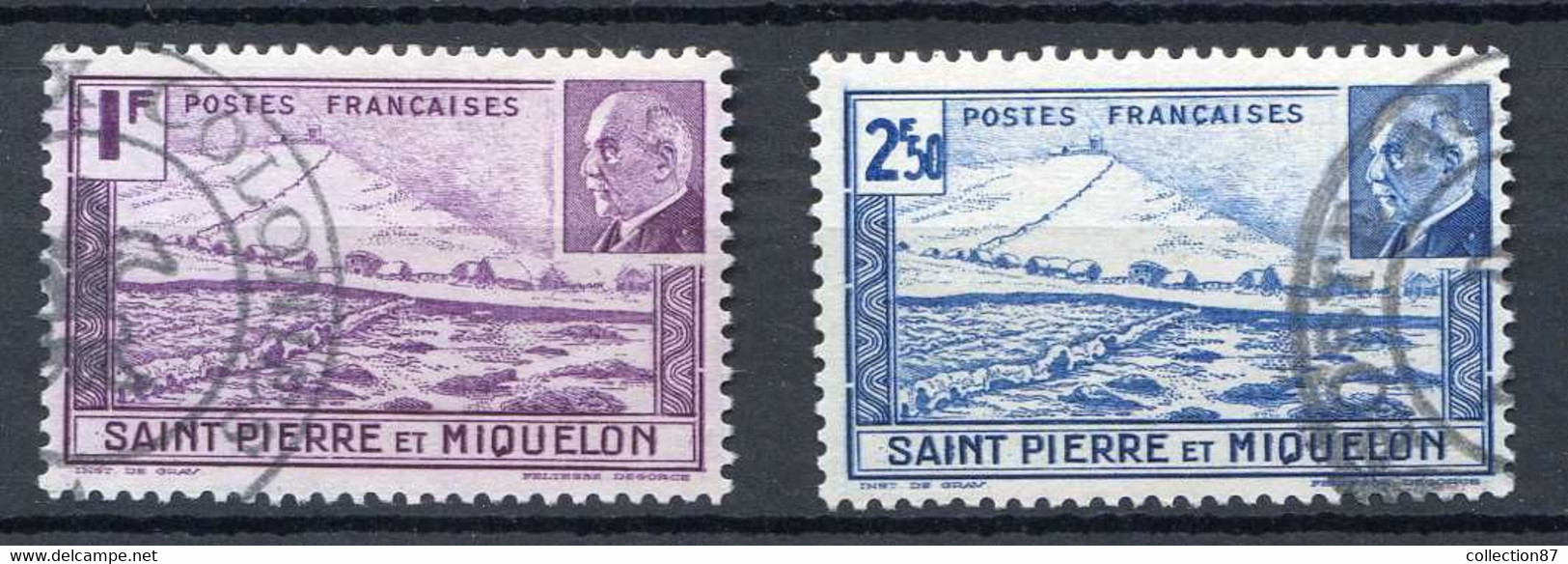 SAINT PIERRE Et MIQUELON < N° 210-211 Ø Oblitéré Used Ø < PETAIN - CACHET POSTE Aux COLONIES - Oblitérés