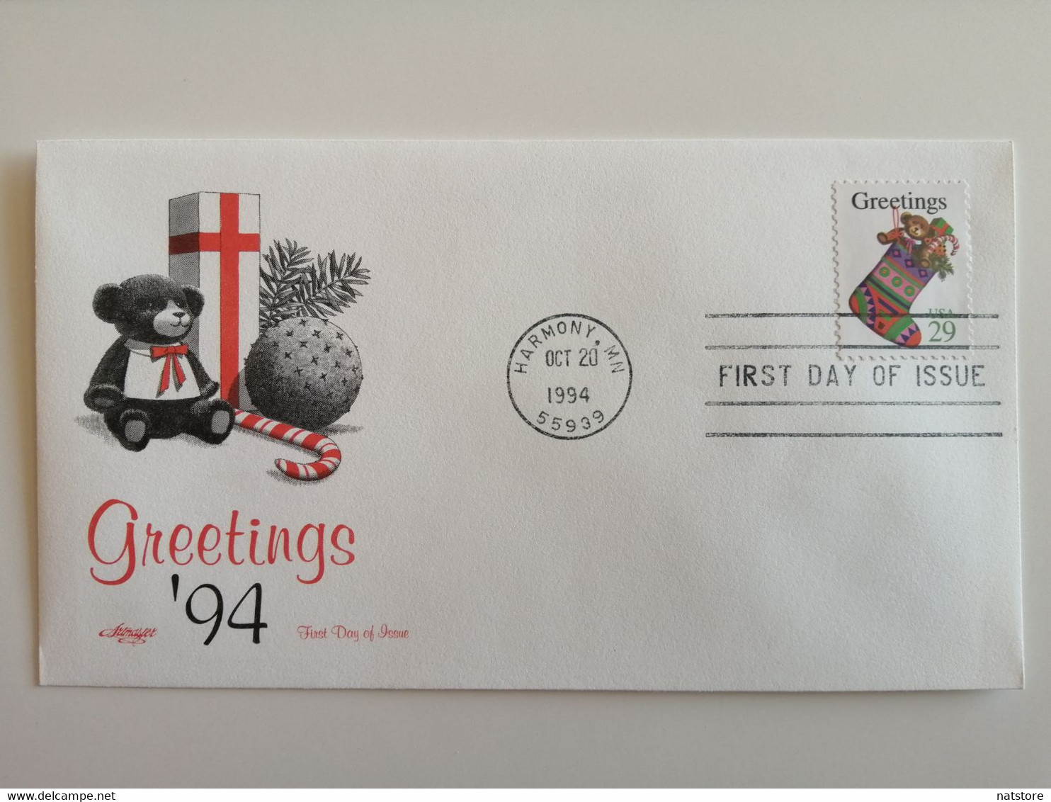 1994..USA.. FDC WITH STAMP AND POSTMARKS..CHRISTMAS STOCKING - 1991-2000