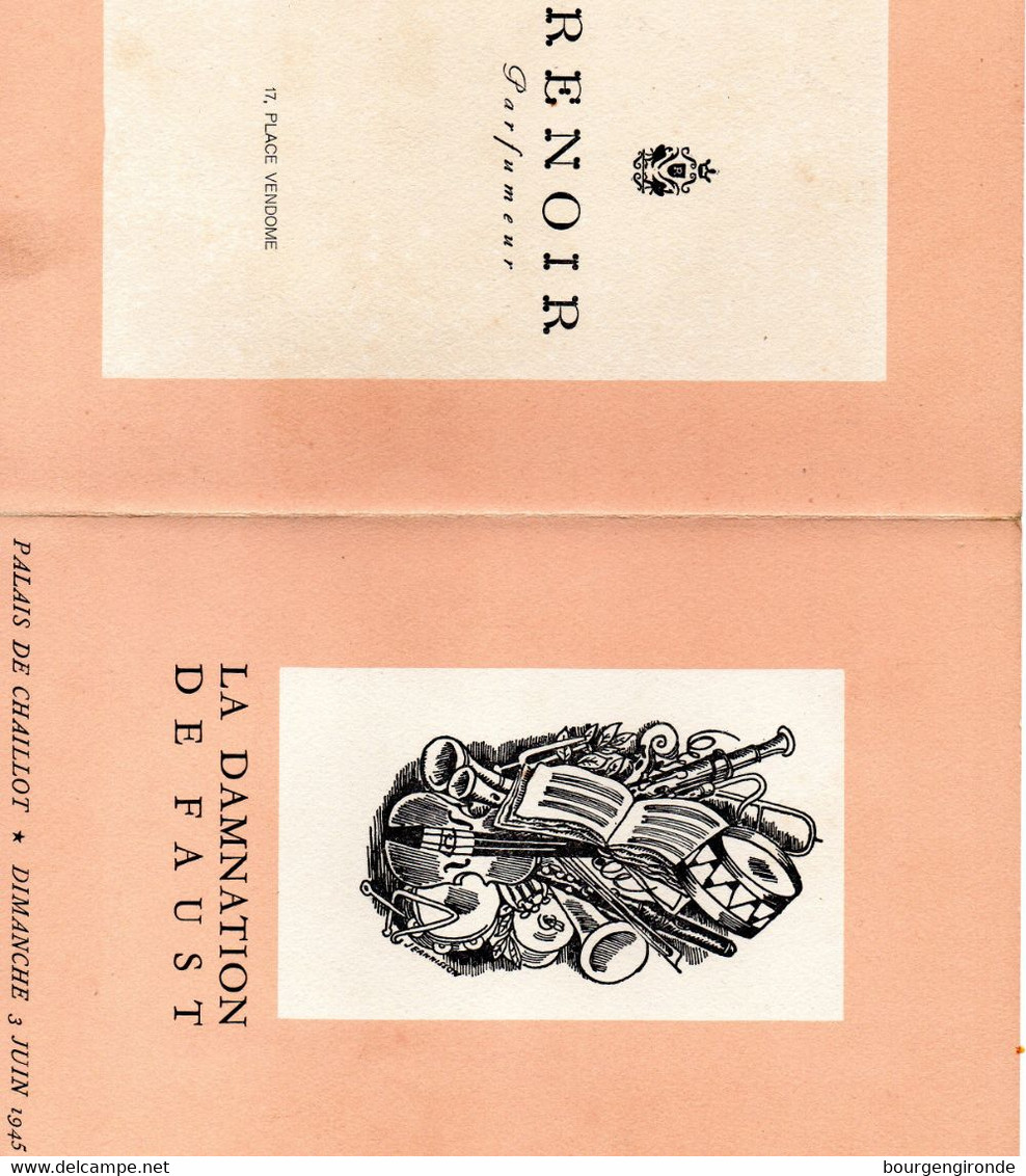 PROGRAMME THÉÂTRE PALAIS DE CHAILLOT HECTOR BERLIOZ LA DAMNATION DE FAUST De 1945 - Programme
