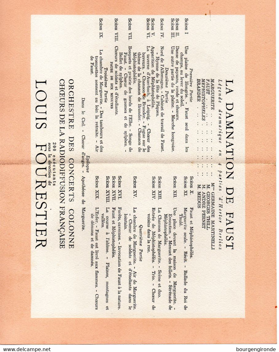 PROGRAMME THÉÂTRE PALAIS DE CHAILLOT HECTOR BERLIOZ LA DAMNATION DE FAUST De 1945 - Programme