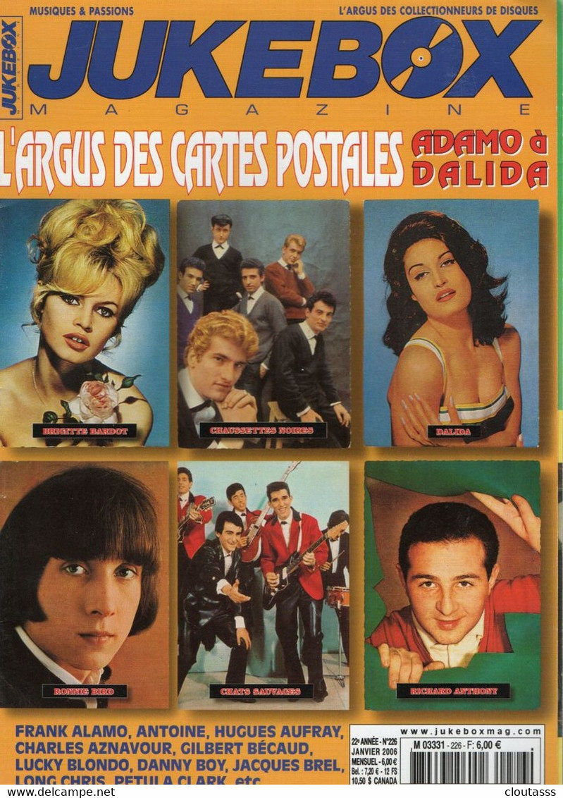 JUKEBOX MAGAZINE ARGUS  DES CARTES POSTABLES ADAMO à DALIDA     BON   ETAT - Music