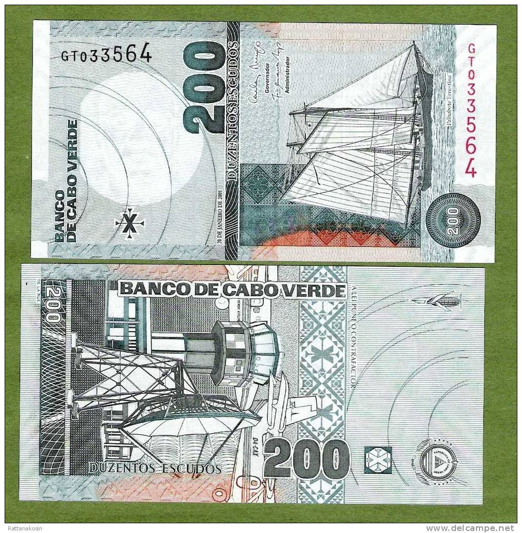 CAPE VERDE FIRST PREFIX  P68 200 ESCUDOS 2005  #GT (GT Is FIRST PREFIX ! )    UNC. - Cape Verde