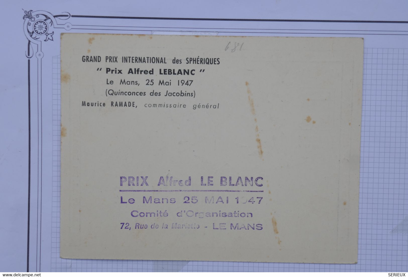 AU9 FRANCE BELLE CARTE  1947 PRIX ALFRED LEBLANC BALLONS+ AEROPHILATELIE +AFFRANCH. PLAISANT - 1927-1959 Lettres & Documents