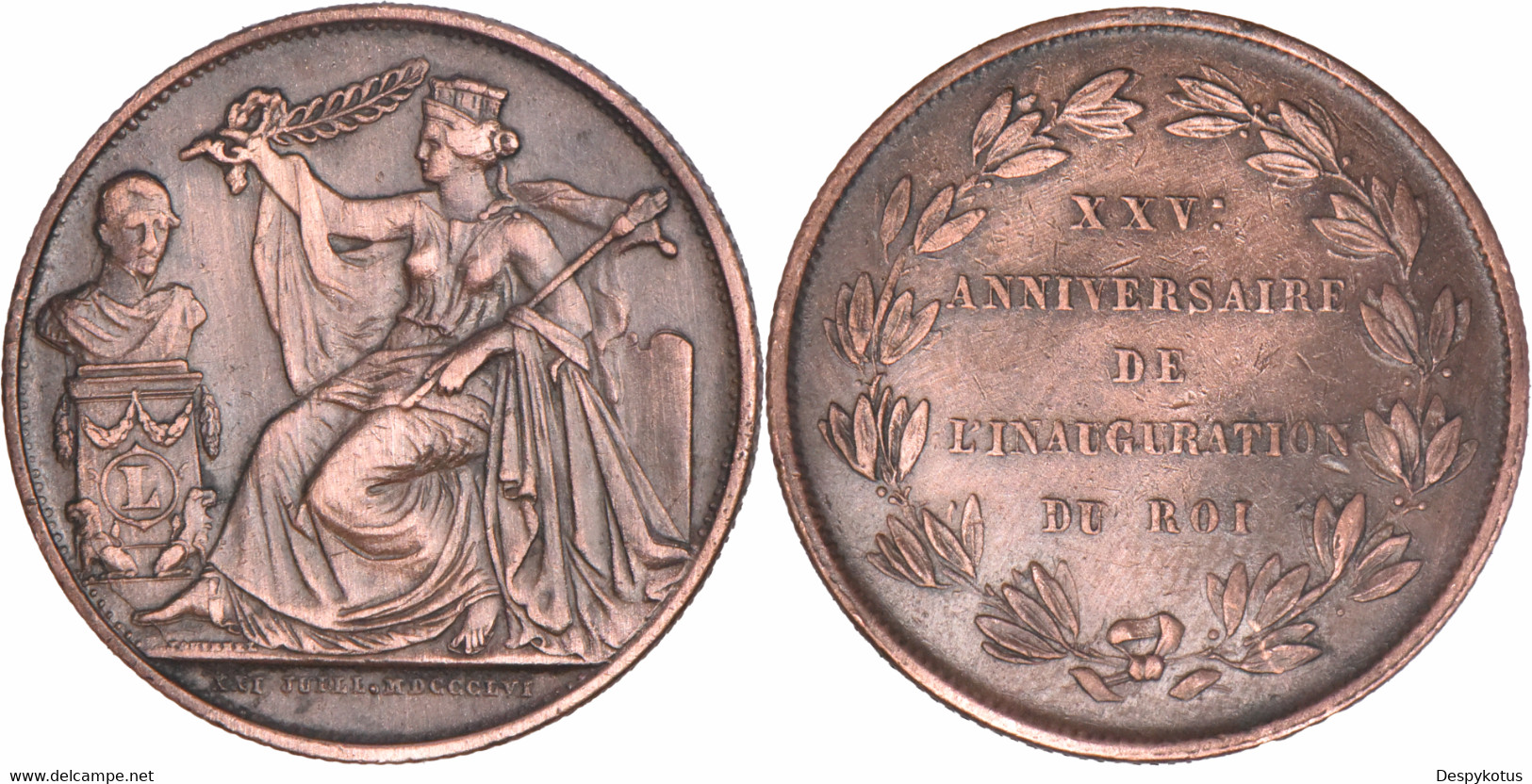Belgique - Médaille XXVè ANNIVERSAIRE DE L'INAUGURATION DU ROI - 1856 - Léopold 1er - 28 Mm - 03-144 - Monarchia / Nobiltà