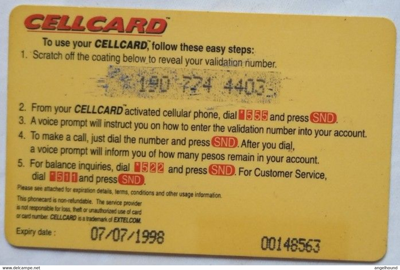 Philippines Extelcom 200 Peso Cellcard Woman On Phone - Filippine