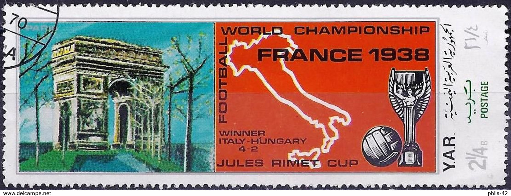 Yemen (YAR) 1970 - Mi 1003A - YT 295.B ( World Football Cup 1938 In France - Arc De Triomphe In Paris ) - 1938 – Frankrijk