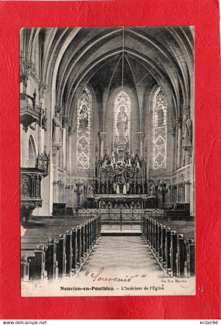 80 Nouvion En Ponthieu L Interieur De L église Souvenir  CPA Année 1923 Collection Réveillon - Nouvion