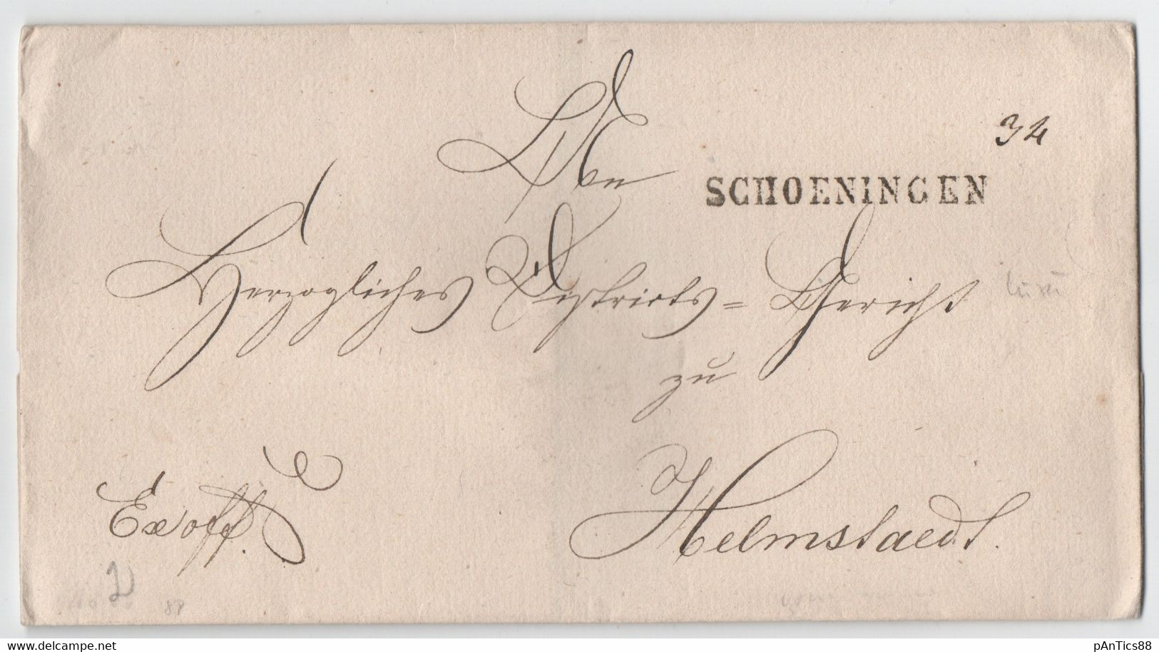 HANNOVER Ca. 1830 Cover/Brief With/mit SCHOENINGEN Cancel/Stempel - Prephilately