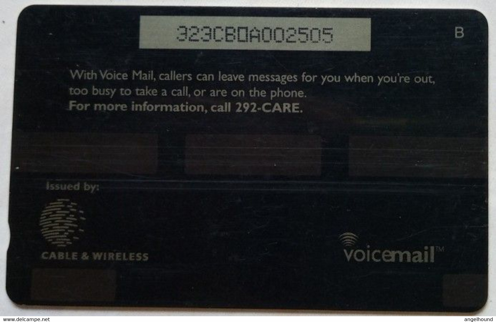 Barbados $20 Cable And Wireless 323CBDA Voicemail - Barbades