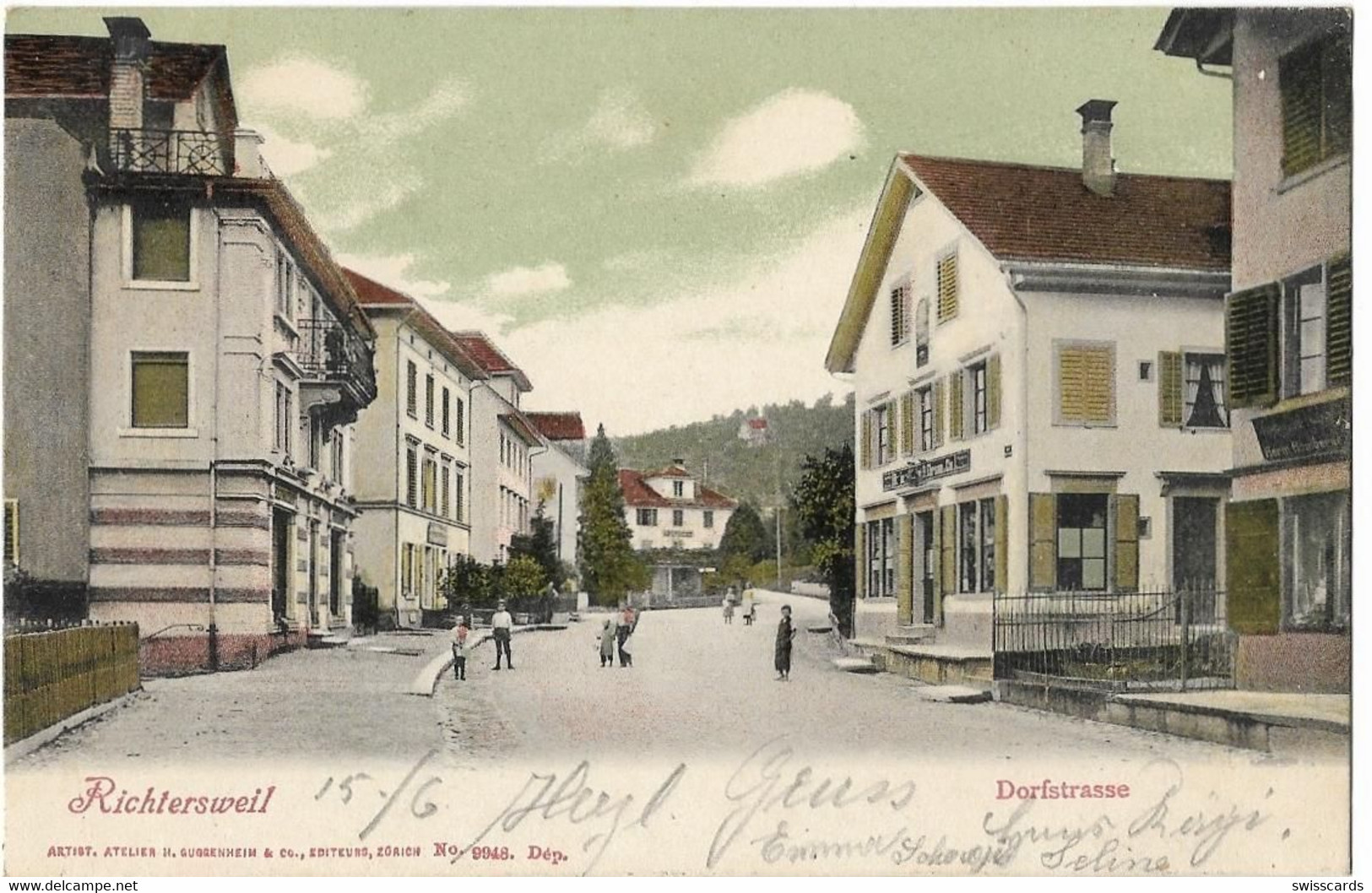 RICHTERSWIL: Dorfstrasse Animiert, Coloriert 1905 - Dorf