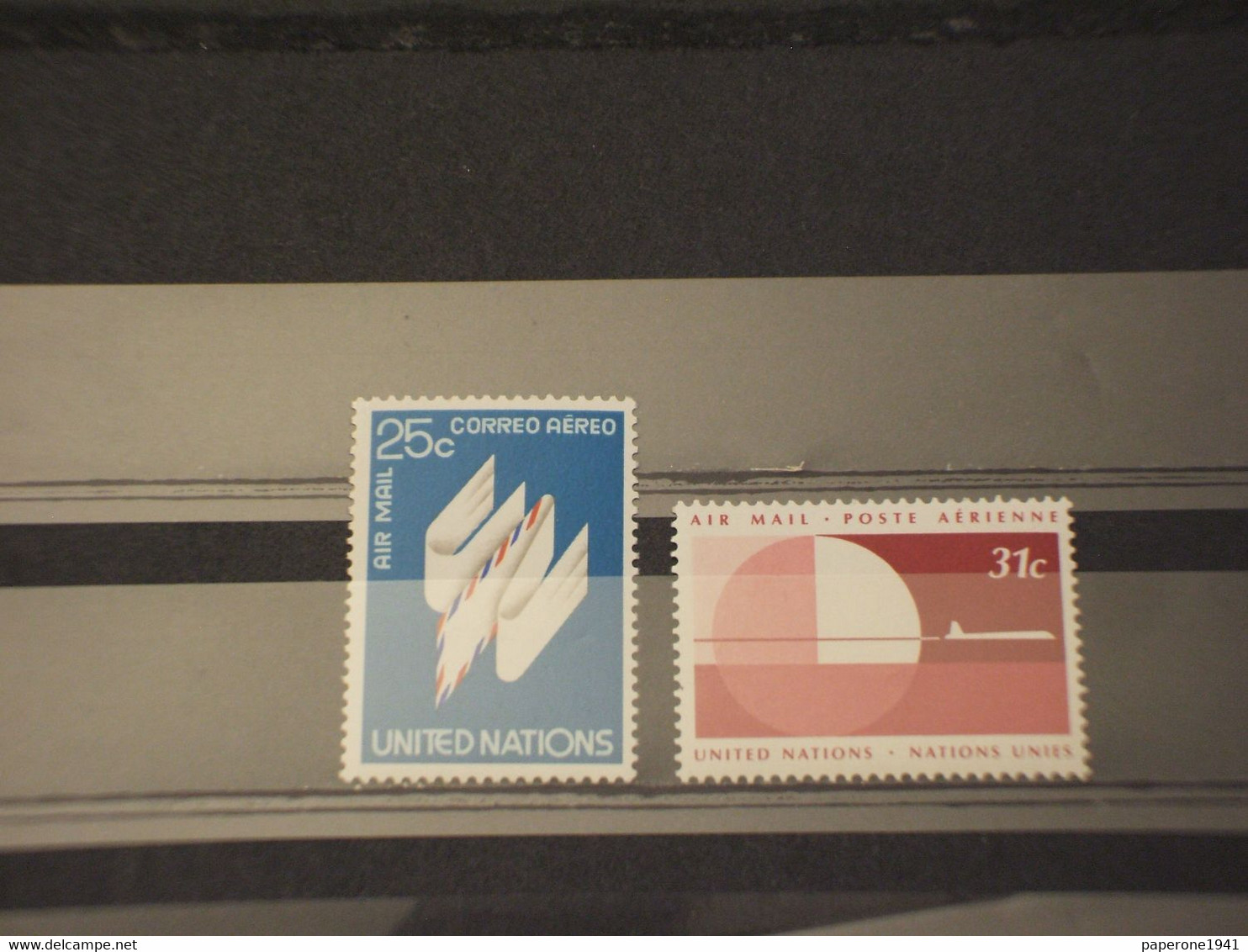 NAZIONI UNITE -ONU - N.Y.- P.A. 1977 LA POSTA 2 VALORI - NUOVI(++) - Poste Aérienne