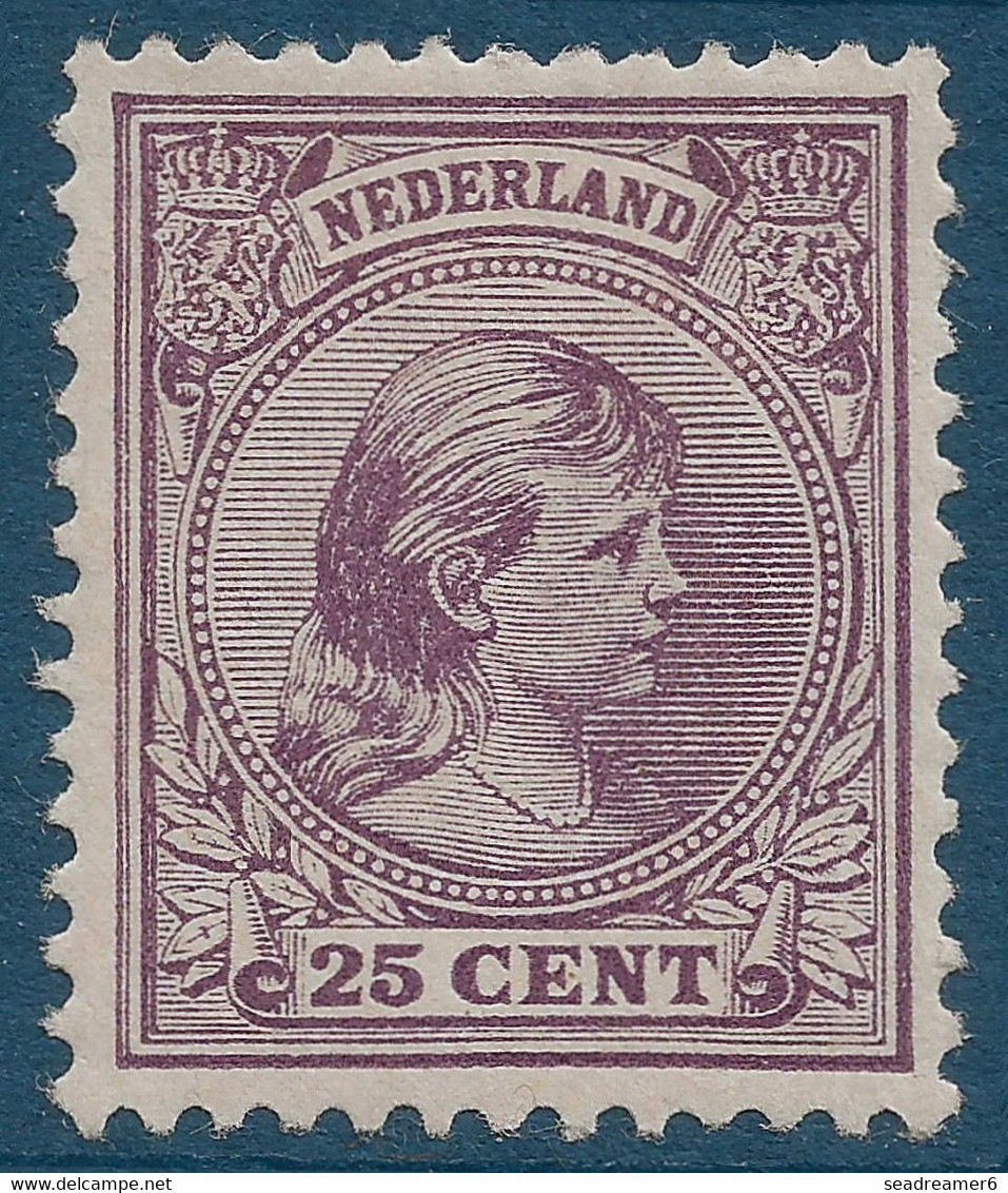 Pays BAS 1891 Effigie De La Reine Wilhelmine N°42a* 25c Violet, Bien Centré, Belle Dentelure, Frais TTB - Unused Stamps
