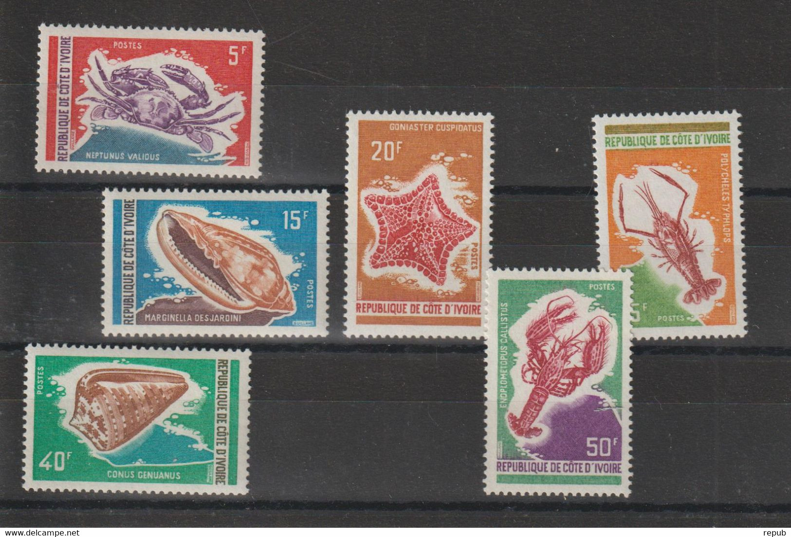 Cote D'Ivoire 1971 Faune Marine 312-318, 6 Val ** MNH - Ivoorkust (1960-...)