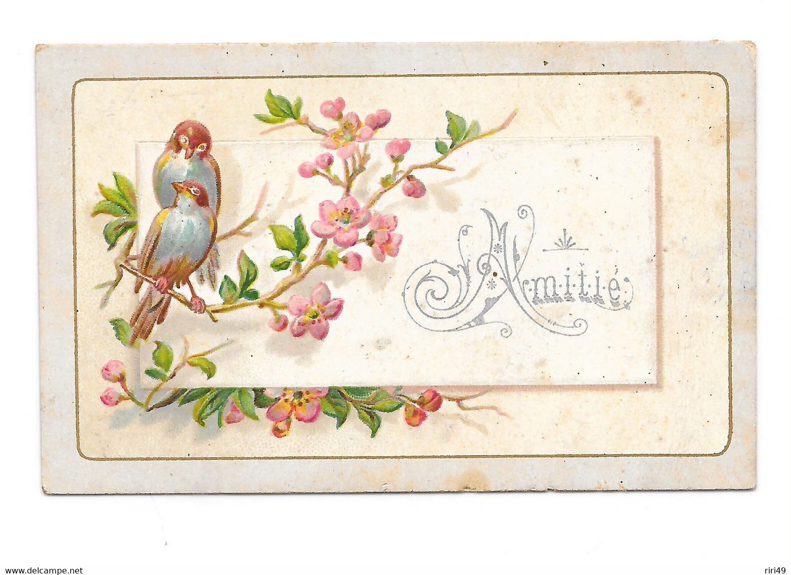 Cp, Mignonette,  Gaufrée, Fleurs, Oiseaux, " Amitié" - Oiseaux