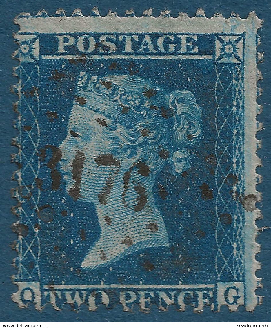 Grande Bretagne N°11 2c Bleu Dent 14 Oblitération FRANCAISE Petits Chiffres 3176 De ST MALO Superbe Et Rare !! - Used Stamps