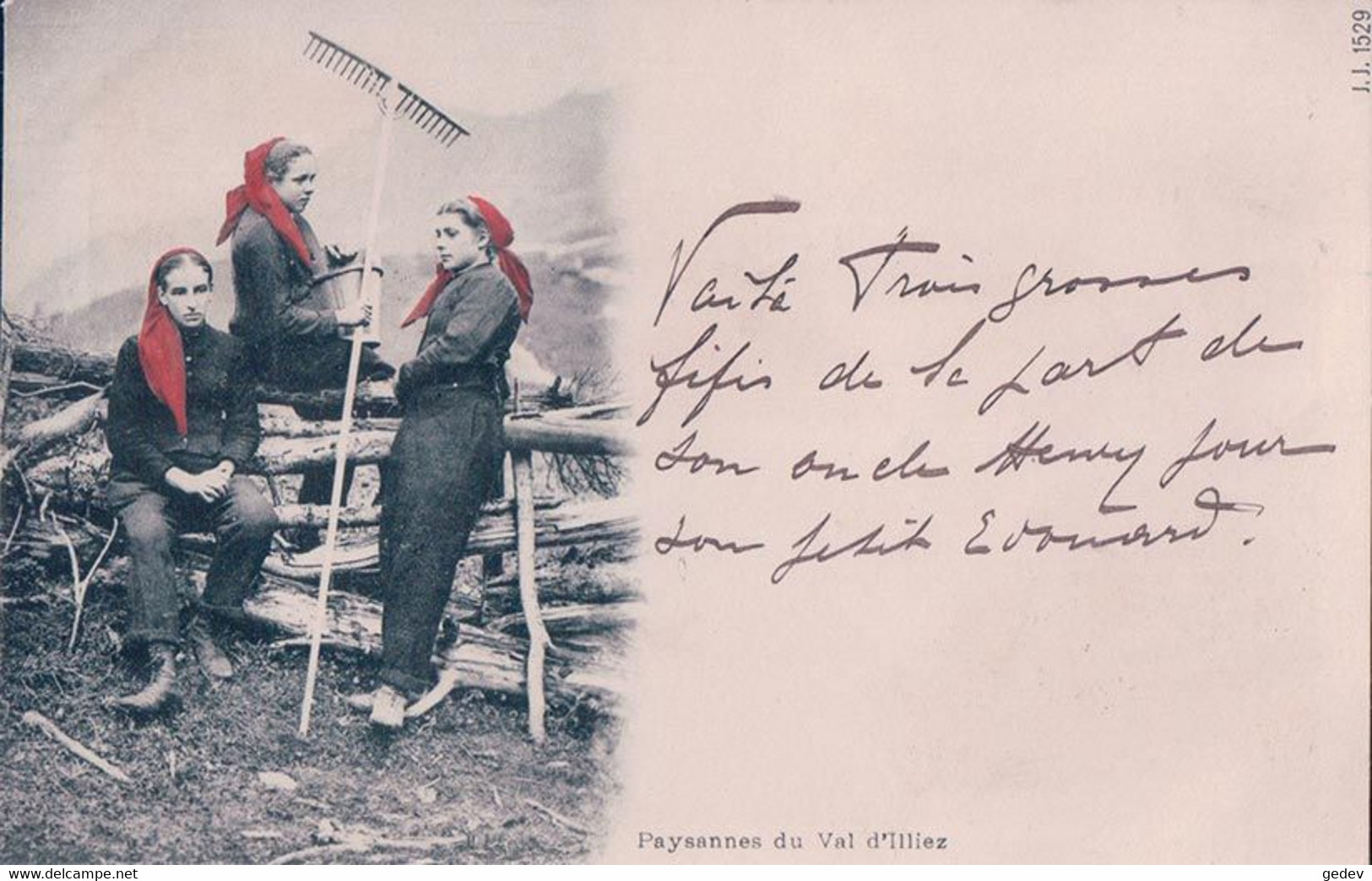 Val D'Illiez VS, Paysannes Au Foulard Rouge (23.2.1900) - Val-d'Illiez 