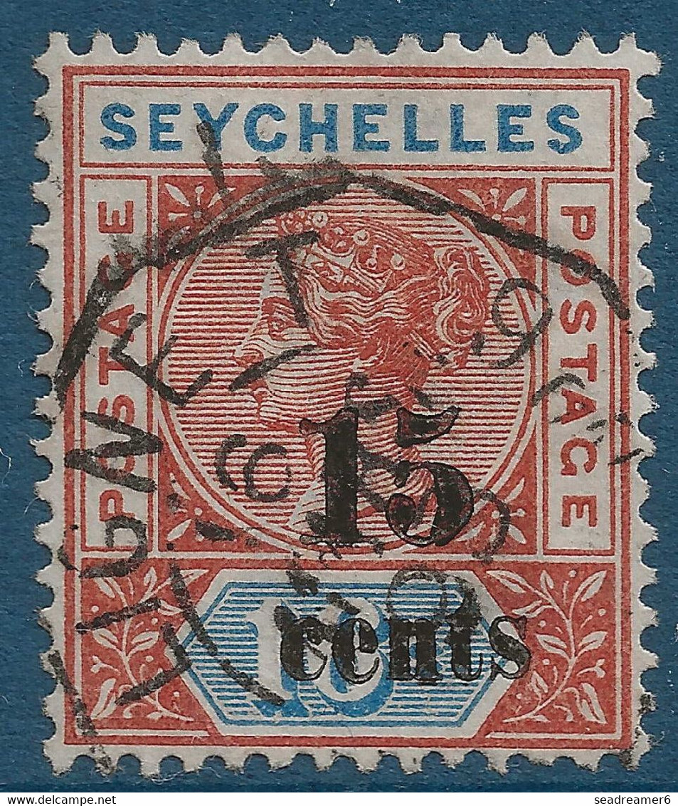 Colonies Anglaises Seychelles N°11 15c Sur 16 Cents Oblitération Française De Paquebot " LIGNE T /PAQ FR N°6 " Rare - Seychellen (...-1976)